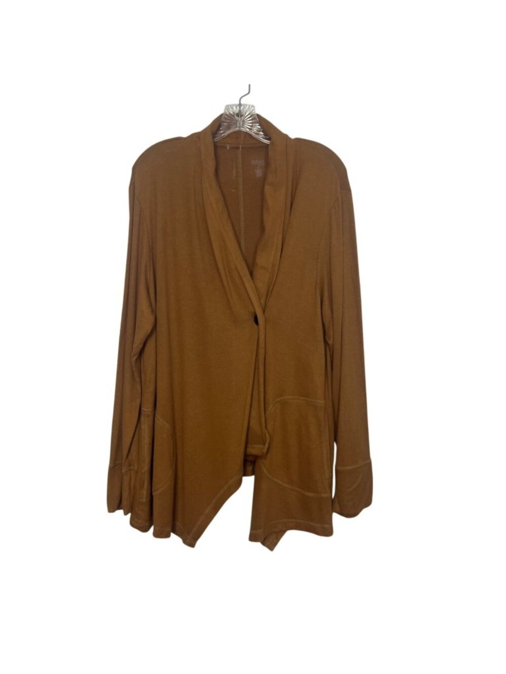 Style & Co Open Front Cardigan Sweater 1X Orange Long Sleeve Pockets